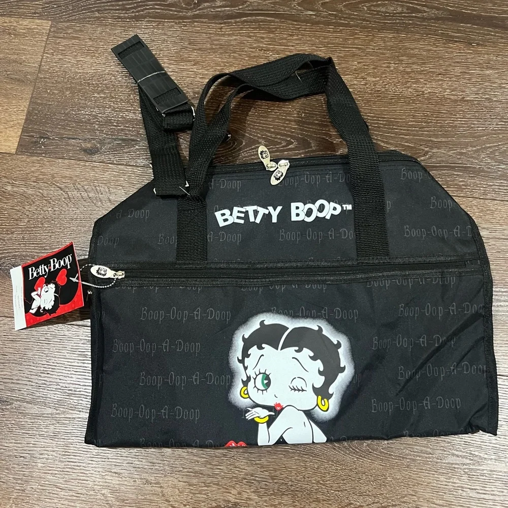 NWT Betty boop duffle bag / weekender travel bag black and white - Picture 3 of 14